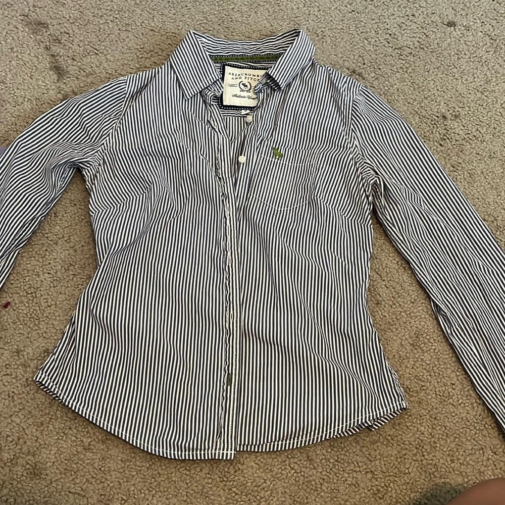 Blue and white pin stripe long sleeve button down